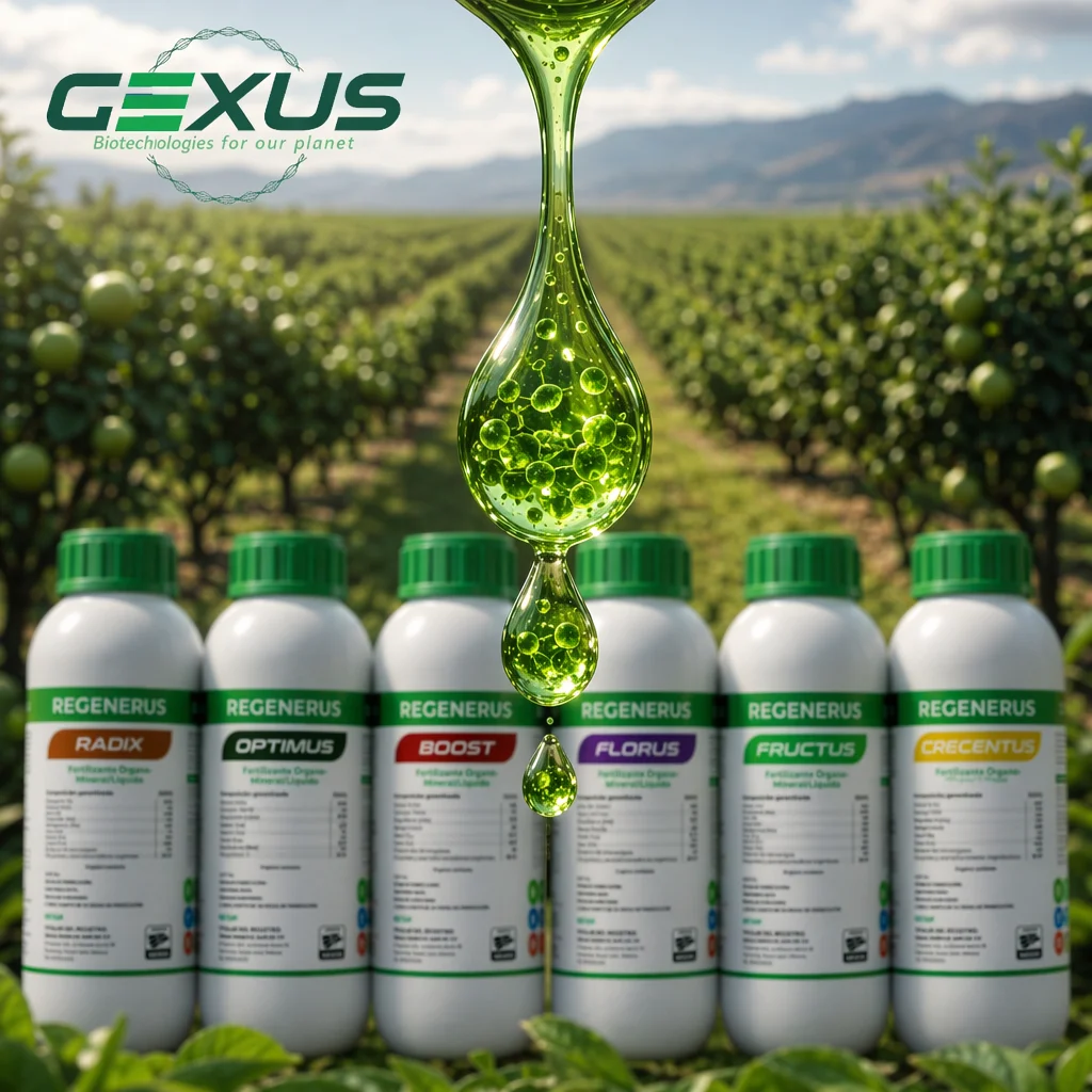 Suspensión activa de microalgas vivas, base de los biofertilizantes biotecnológicos GEXUS